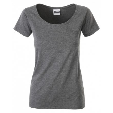 James&Nicholson J&N Pocket-T női biopamut póló 8003 black-heather L