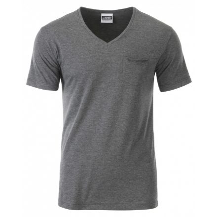 James&Nicholson J&N Pocket-T biopamut póló 8004 black-heather L