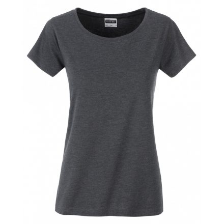 James&Nicholson J&N Ladies' Basic-T kereknyakú póló 8007 black-heather L