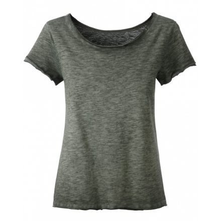 James&Nicholson Ladies' Slub-T kereknyakú póló 8015 dusty-olive XXL