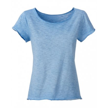 James&Nicholson Ladies' Slub-T kereknyakú póló 8015 horizon-blue L