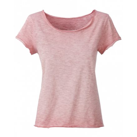 James&Nicholson Ladies' Slub-T kereknyakú póló 8015 soft-pink L