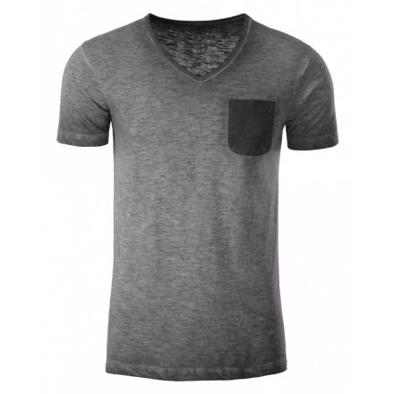 James&Nicholson Men's Slub-T V-nyakú póló 8016 graphite 3XL