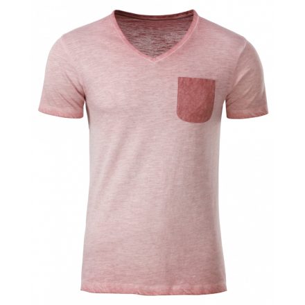 James&Nicholson Men's Slub-T V-nyakú póló 8016 soft-pink 3XL