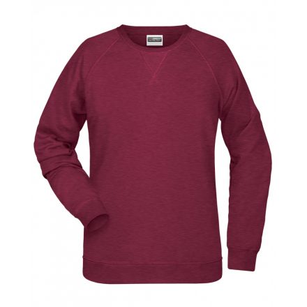 James&Nicholson Női biopamut pulóver 8021 burgundy-melange 3XL