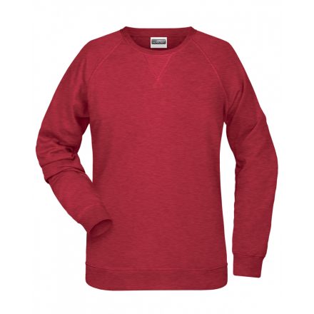 James&Nicholson Női biopamut pulóver 8021 carmine-red-melange 3XL