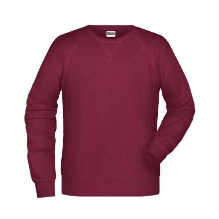 James&Nicholson Biopamut pulóver 8022 burgundy-melange 3XL