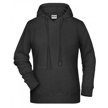 James&Nicholson Női biopamut kapucnis pulóver 8023 black-heather 3XL