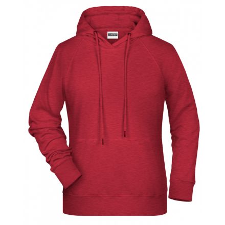 James&Nicholson Női biopamut kapucnis pulóver 8023 carmine-red-melange XL