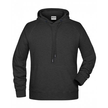 James&Nicholson Biopamut kapucnis pulóver 8024 black-heather 4XL