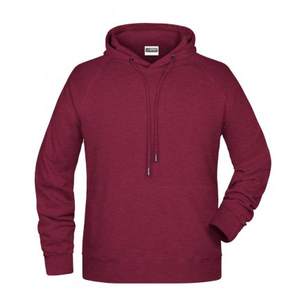 James&Nicholson Biopamut kapucnis pulóver 8024 burgundy-melange 3XL