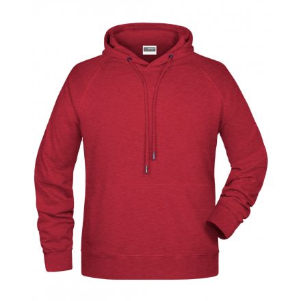 James&Nicholson Biopamut kapucnis pulóver 8024 carmine-red-melange 3XL