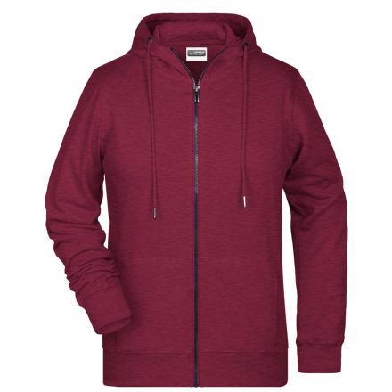 James&Nicholson Gyermek biopamut cipzáras pulóver 8026K burgundy-melange XXL