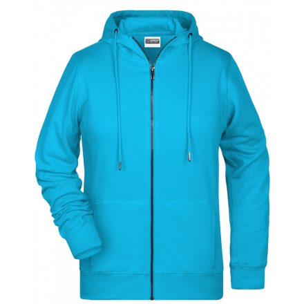 James&Nicholson Gyermek biopamut cipzáras pulóver 8026K turquoise XXL