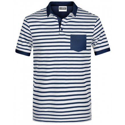 James&Nicholson Tengerészcsíkos piké póló 8030 white/navy L