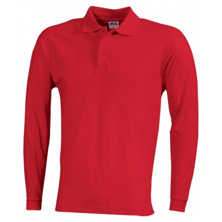 James&Nicholson J&N Polo Piqué LSL hosszú ujjú galléros póló JN022 red XXL