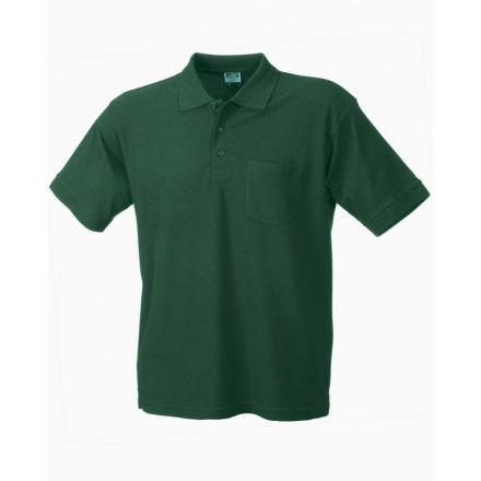 James&Nicholson J&N galléros póló zsebbel JN026 dark-green 3XL