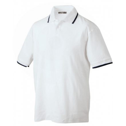 James&Nicholson J&N Polo Tipping galléros póló JN034 white/navy 3XL