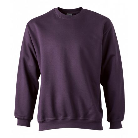 James&Nicholson J&N Round Heavy pulóver JN040 aubergine   padlizsán 3XL