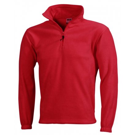 James&Nicholson J&N Half-Zip Fleece cipzáras nyakkal JN043 red L