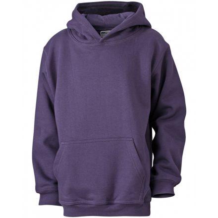 James&Nicholson J&N Hooded Sweat Junior gyermek pulóver JN047K aubergine   padlizsán L