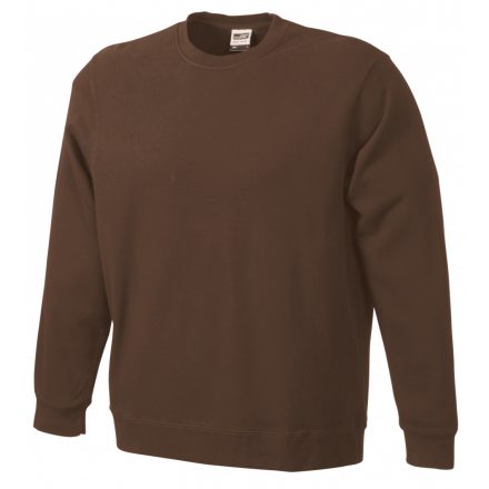 James&Nicholson Basic Sweat pamut pulóver JN057 brown 3XL