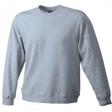 James&Nicholson Basic Sweat pamut pulóver JN057 grey-heather L