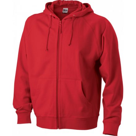 James&Nicholson J&N Hooded Jacket pamut pulóver JN059 red 3XL