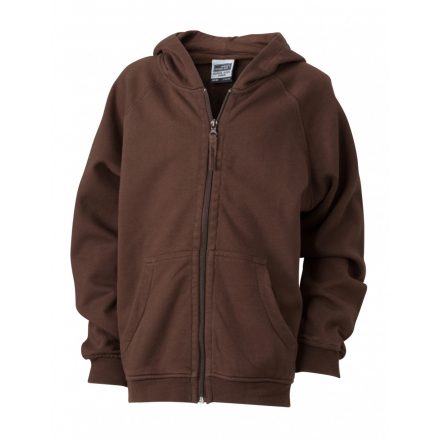 James&Nicholson Hooded Jacket Junior pamut pulóver JN059K brown L