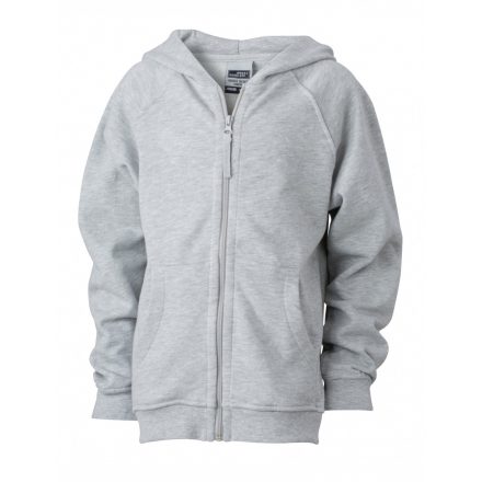 James&Nicholson Hooded Jacket Junior pamut pulóver JN059K grey-heather XS