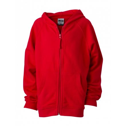 James&Nicholson Hooded Jacket Junior pamut pulóver JN059K red L