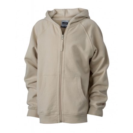 James&Nicholson Hooded Jacket Junior pamut pulóver JN059K stone M