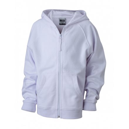 James&Nicholson Hooded Jacket Junior pamut pulóver JN059K white L