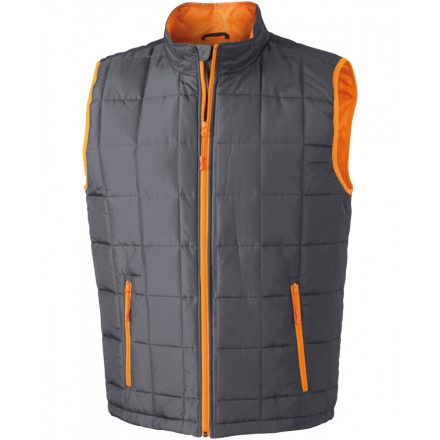 James&Nicholson J&N Men's Padded Light Weight mellény JN1037 carbon/orange 3XL