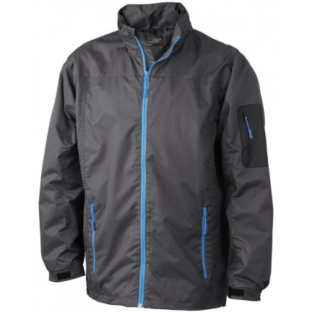 James&Nicholson J&N Men's Windbreaker széldzseki JN1041 carbon/aqua 3XL