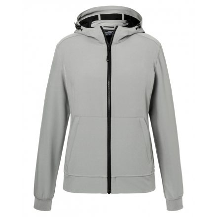 James&Nicholson Női softshell dzseki kapucnival JN1145 light-grey/black L