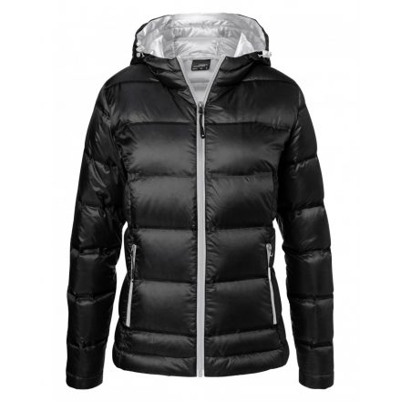 James&Nicholson Hooded Down női tolldzseki JN1151 black/silver L