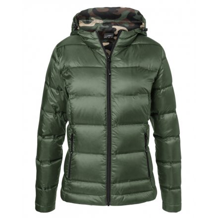 James&Nicholson Hooded Down női tolldzseki JN1151 olive/camouflage L