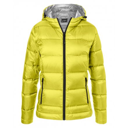 James&Nicholson Hooded Down női tolldzseki JN1151 yellow/silver L