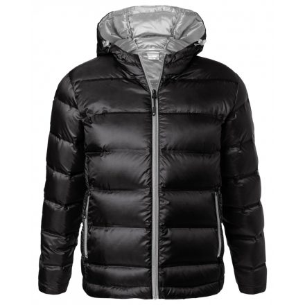 James&Nicholson Hooded Down férfi tolldzseki JN1152 black/silver L