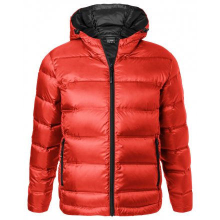 James&Nicholson Hooded Down férfi tolldzseki JN1152 flame/black 3XL