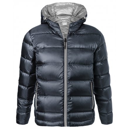 James&Nicholson Hooded Down férfi tolldzseki JN1152 navy/silver 3XL