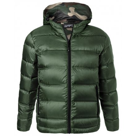 James&Nicholson Hooded Down férfi tolldzseki JN1152 olive/camouflage 3XL