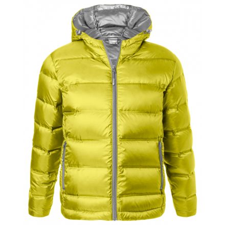 James&Nicholson Hooded Down férfi tolldzseki JN1152 yellow/silver 3XL