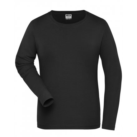 James&Nicholson SOLID BIO Stretch-T hosszú ujjú női póló JN1803 black 3XL