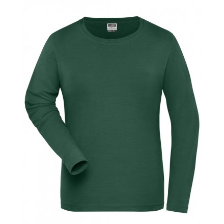 James&Nicholson SOLID BIO Stretch-T hosszú ujjú női póló JN1803 dark-green 3XL