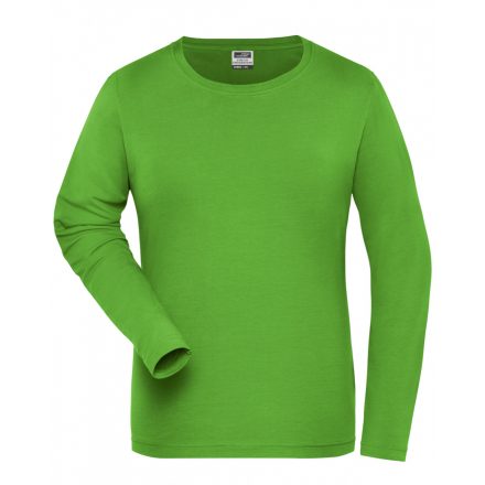 James&Nicholson SOLID BIO Stretch-T hosszú ujjú női póló JN1803 lime-green 3XL