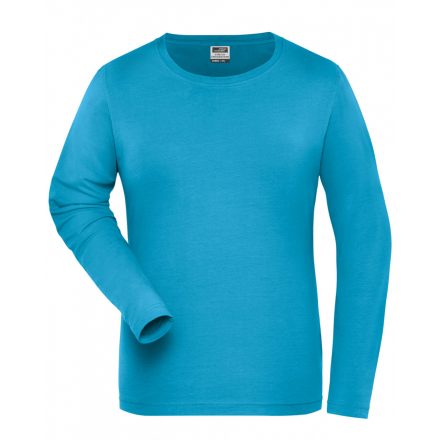 James&Nicholson SOLID BIO Stretch-T hosszú ujjú női póló JN1803 turquoise 3XL