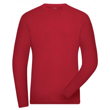 James&Nicholson SOLID BIO Stretch-T hosszú ujjú póló JN1804 red XXL