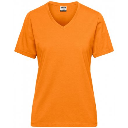 James&Nicholson SOLID BIO női V-nyakú munkapóló JN1807 orange 3XL